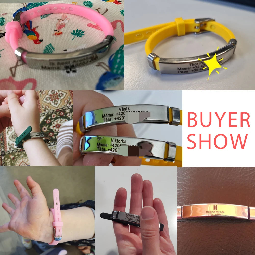 Fishhook Baby Safe Personalized Airtag ID Bracelet SOS Custom Name Secure Soft Silicone Bangle Identity For Kid Child Jewelry